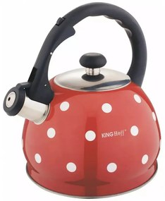 Kinghoff teáskanna, sípszóval, piros-fehér pöttyös, 2.0L (KH-1049)