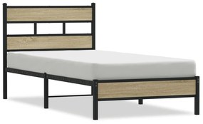 sonoma tölgy színű szerelt fa ágykeret matrac nélkül 80x200 cm