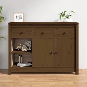 mézbarna tömör fenyőfa tálalószekrény 100x35x74 cm