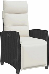vidaXL fekete polyrattan fekvő kerti szék oldalsó asztallal