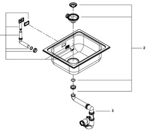 GROHE 31719SD0 - K200 konyhai mosogató 533 × 457 mm, rozsdamentes acél