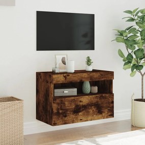 füstös tölgy színű fali TV-szekrény LED-ekkel 60x30x40 cm