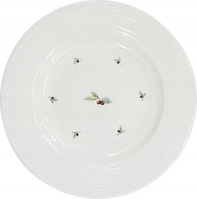 Porcelán desszerttál Croft Berries 20,5cm, zöld/piros