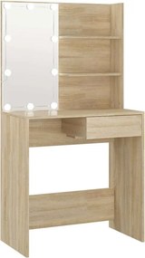 vidaXL sonoma tölgy színű LED-es fésülködőasztal 74,5 x 40 x 141 cm