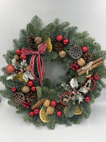 Karácsonyi koszorú nemes jegenyefenyőből, 30 cm-es koszorú, Karácsony