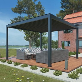 Alumínium bioklimatikus pergola elektromos lamellákkal 4 x 4 M + LED világítás