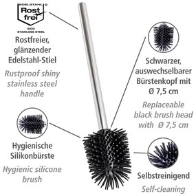 Cserélhető WC-kefe rozsdamentes acél fogantyúval - Wenko