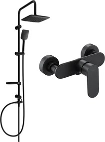 Mexen Sven falon kívüli zuhanykészlet esőztető fejjel és Milo csapteleppel, fekete - 71340262-70