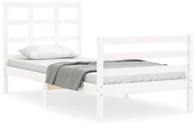 fehér tömör fa ágykeret fejtámlával 90 x 200 cm