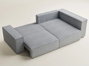 Szürke kordbársony kinyitható-tárolóhelyes sarokkanapé (jobb oldali-L alakú) Tonga – Maison de Rêve