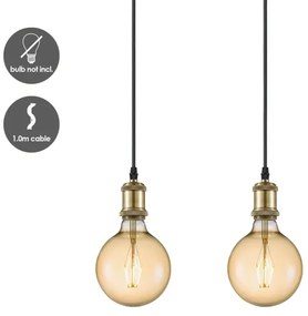 Tápkábel VINTAGE 3xE27/40W/230V réz kivitelben