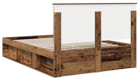 vidaXL Ágykeret fejtámlával Öreg fa 160 x 200 cm Tömör fenyőfa