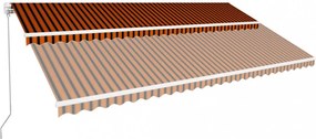 narancssárga és barna kézzel kihúzható napellenző 600 x 300 cm
