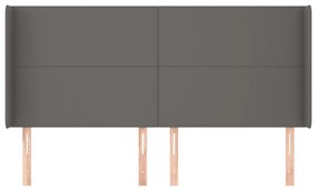 szürke műbőr fejtámla szárnyakkal 203x16x118/128 cm