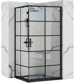 Rea - Concept zuhanykabin tolóajtóval 80 x 100 cm, fekete profil - átlátszó üveg 5 mm, REA-K6389