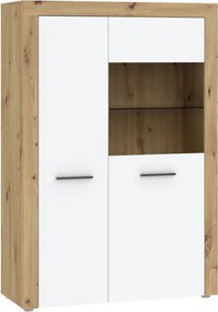 GAMA 2 ajtós vitrines szekrény | Artisan tölgy + Fehér