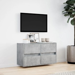 betonszürke falra szerelhető TV-szekrény LED-del 80x31x45 cm