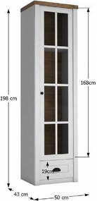 Vitrines szekrény, sosna Andersen/tölgy lefkas, PROVANCE W1S