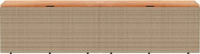 vidaXL bézs polyrattan és akácfa kerti tárolóláda 220 x 50 x 54 cm