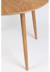 Kerek étkezőasztal tölgyfa dekoros asztallappal ø 120 cm Fabio – White Label