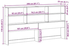 tömör fenyőfa fejtámla tárolóval 200 cm