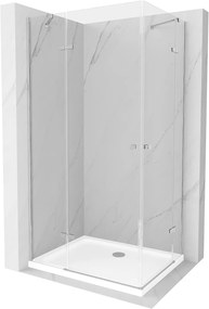 Mexen Roma Duo, zuhanykabin 80 (ajtó) x 70 (ajtó) cm, 6mm átlátszó üveg, króm profil + zuhanytálca, 854-080-070-01-02-4010