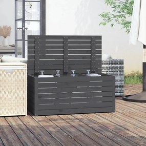vidaXL szürke tömör fenyőfa kerti láda 101 x 50,5 x 46,5 cm