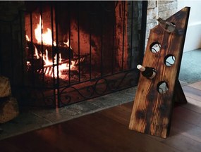 Nagy fa rusztikus bortartó állvány fehér 5 palackhoz