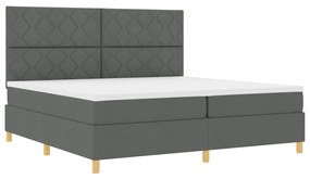 Box Spring Ágy Matrac Sötétszürke 200x200 cm Szövet