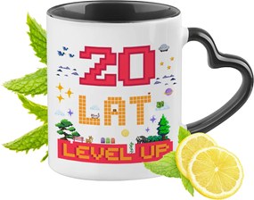 Születésnapra 20 20-as Fekete Bögre Szív Alakú Füllel Ajándék