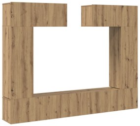 6 darabos TV szekrény szett Artisan tölgyből, forgácslap