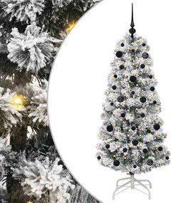 vidaXL Műanyag Hajtogatós Karácsonyfa 150 LED-del Zöld és Fehér 150 cm