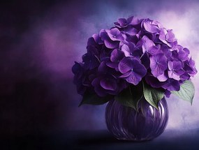 Vászonkép Canvas Lila Hortenzia Virágok Csokor Kompozíció 100x75