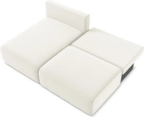 Krémszínű bársony kinyitható-tárolóhelyes sarokkanapé (bal oldali-heverő résszel) Kalena – Makamii