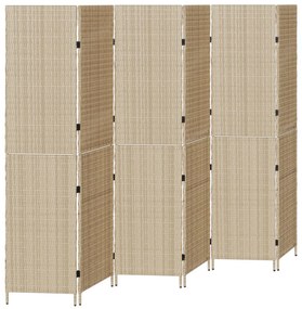 6 paneles térelválasztó, hajtható, bézs, 294x180 cm, poly rattan