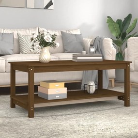 Mézbarna tömör fenyőfa dohányzóasztal 110 x 55 x 45 cm