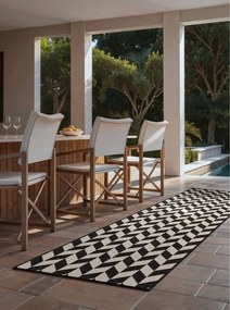 Fekete-krémszínű kültéri-beltéri futószőnyeg 80x200 cm Haringey Terrick – Ted Baker