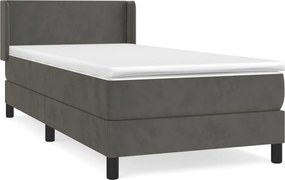 vidaXL sötétszürke bársony rugós ágy matraccal 100 x 200 cm