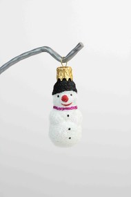 Karácsonyfadísz üvegből Hóember sállal