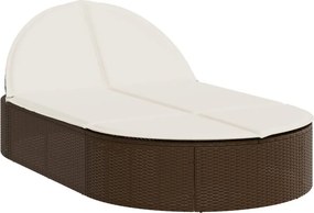 vidaXL barna polyrattan dupla napozóágy párnával