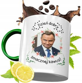 Zöld Bögre Andrzej Duda Elnök Ajándék Nyomtatott Fotóval