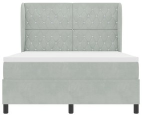 Boxspring Ágy Matraccal Világosszürke 140x200 cm Bársonyos