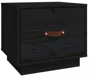 fekete tömör fenyőfa éjjeliszekrény 40 x 34 x 35 cm