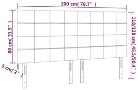 krémszínű szövet LED-es fejtámla 200x5x118/128 cm