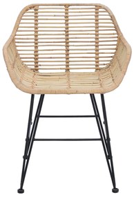 Étkezőszék 2 pcs Természetes 55 x 50 x 74 cm Rattan és Vas