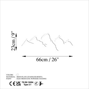 Mountain fém fali dekoráció, 66×23 cm