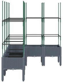 szürke PP rácsos kerti ültetőláda 160 x 120 x 142,5 cm