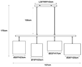 Lucide 45409/04/38 - Csillár zsinóron MAYA 4xE27/40W/230V krémes