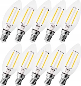 10x Led izzó E14 Filament 2W Edison C35 Meleg Üveg Gyertya