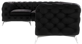 Fekete bársony sarokkanapé (bal oldali-L alakú) Chelsea – Ropez